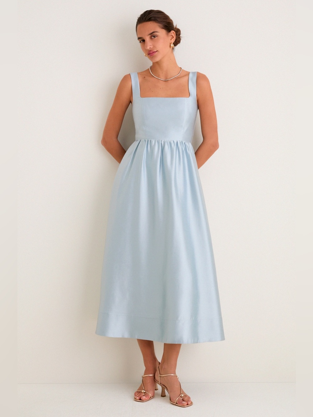 New Tuckernuck Pewter Blue Dupioni Esme Dress - size medium